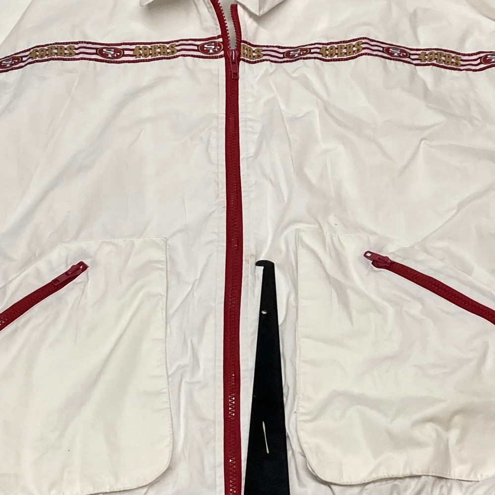 Vintage Pro Player San Francisco 49ers Windbreaker Jacket White Mens XL NFL - Picture 8 of 8
